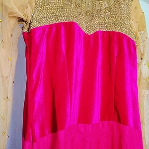 Floor Length Dark Pink Designer Gown