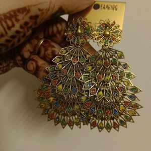 Multicolored Peacock Earings