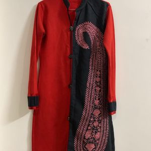 (for winters)Red- Black Embroidered Kurta