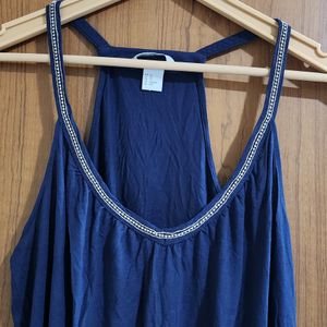 Sleeveless Party Wear Blue Top