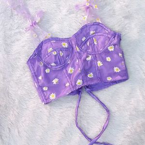 Lilac Daisy Painted Corset