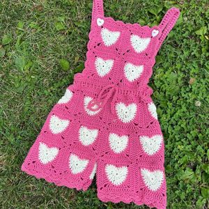 Handmade Crochet Dungaree Jumpsuit .