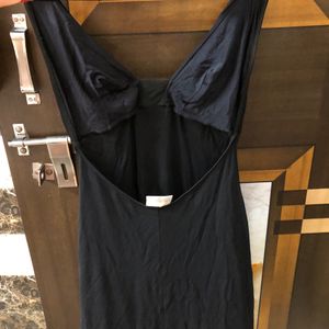 black polyester dress