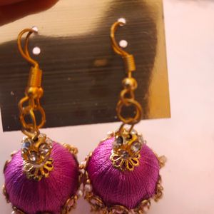 Lavender Shade Beautiful Silk Thread Earrings