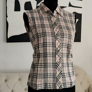 Burberry Nova Check Sleeveless Button Down Shirt