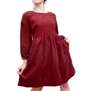 Maroon full sleeves Mini Frock Dress