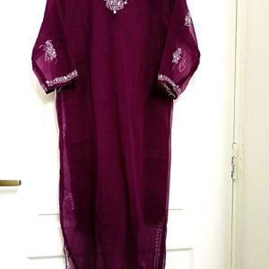 Chikankari Stitched Georgette Kurta With Inner