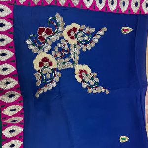 Blue Gota Patti n thread work saree