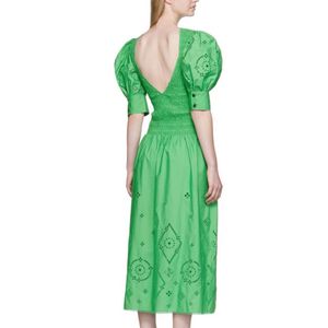 Green Broderie Anglaise Midi Dress