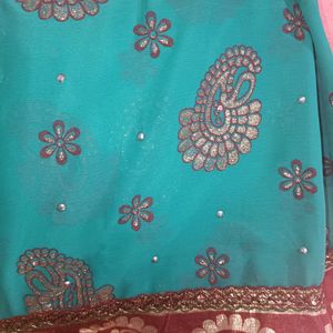 Fancy Green Mehandi Design Saree