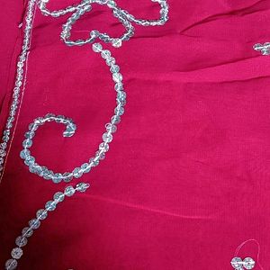 Sequence Red Color Saree