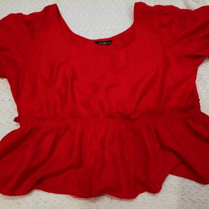 Red Peplum Top For Women