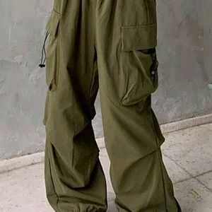 Olive Green Parachute Pants (Baggy)