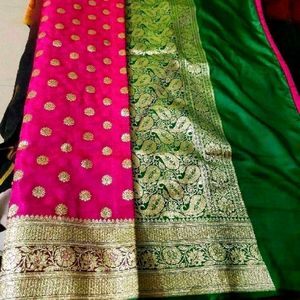 Beautiful Rani pink silk saree