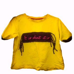 "Yellow Medium Crop Top with Black Patch