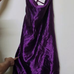 Price Drop!! Tie Back Satin Purple Slip Dress