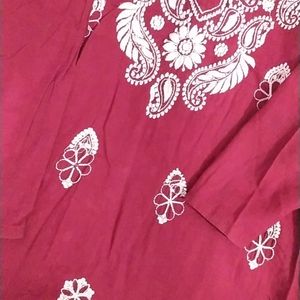 Chikankari Work Short Kurti For College Going Girl