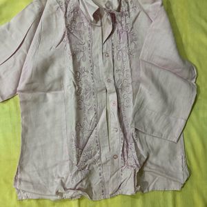 cotton pink shirt with embroidery