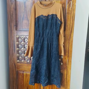 Offer!!!Brown Soft Skater One Piece Dress (NEW)