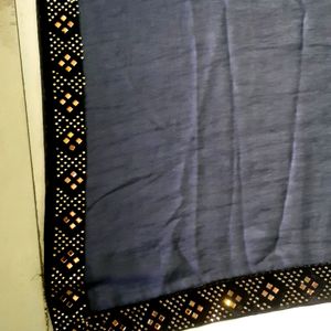 Navy Blue Border Saree