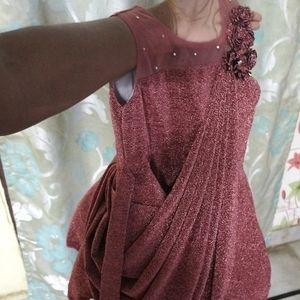 Partywear Super Chocolate Colour Frock With 20size