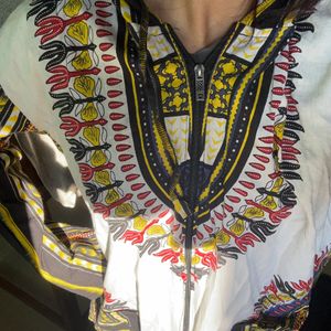 White Dashiki Print Unisex Jacket 🤍