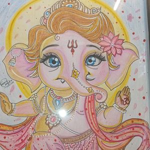 Ganesha Drawing With Frame 🌸