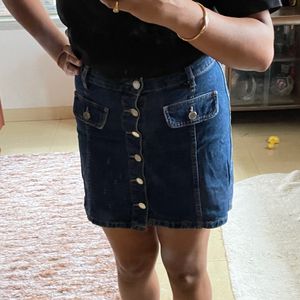 Front Bottom Denim Skirt