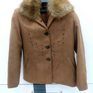 Detachable Collar Camel Jacket