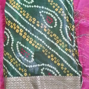 Bandhej Saree With Blouse Piece