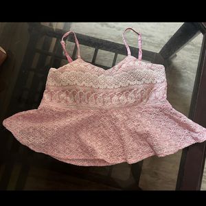 Pink Chikankari Crop Top