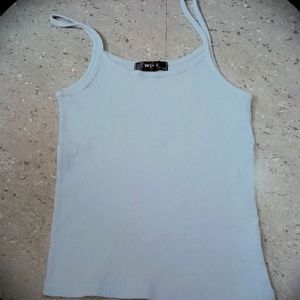 Korean Light Blue Ribbed Cami Top