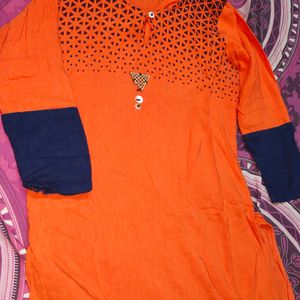 Brick Colour Straight Kurta S Size