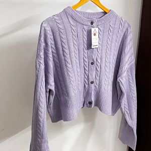 Lavender Oversized Crop Cardigan