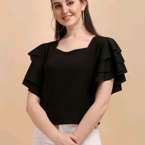 Frill Black Top