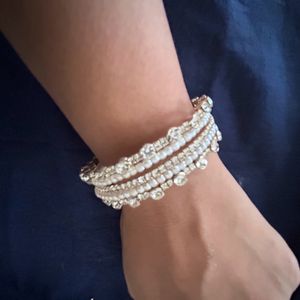 White Stone And Pearl Bracelet