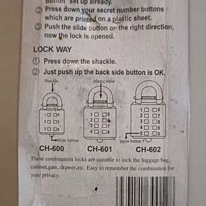 10 Digit Push Button Combination Padlock,