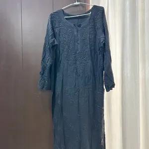 BLACK CHIKANKARI THREADWORK KURTA🖤