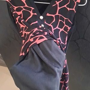 Fancy, Pebble Print, Black N Pink Fancy Top