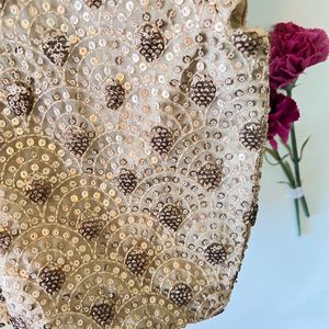 Gold  Heavy Embroidery Net Blouse