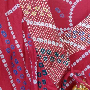 ❤️ ANUBHUTEE RED BANDHEJ PRINT KURTA SET