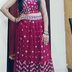 Crop Top Lehenga With Dupatta