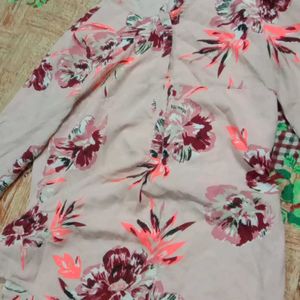 Flower Printed Top Designed As Shirt