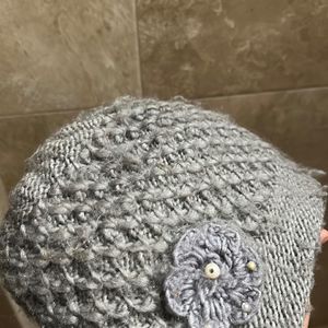 Hi Grey Woollen Warm Cap For Kids Girls