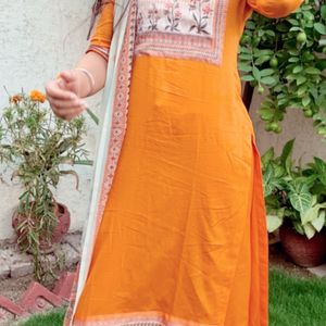 Orange Kurta With Palazzo Nd Dupatta