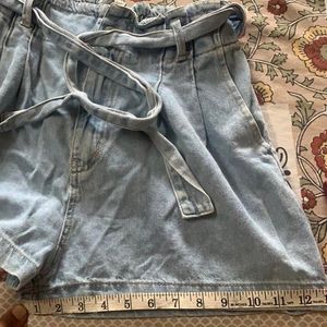 Paperbag Denim Shorts