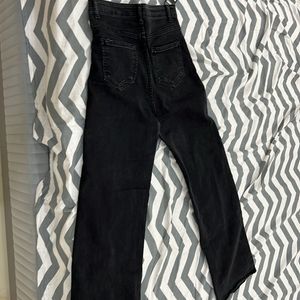 High Waisted Black Straight Denim Pants