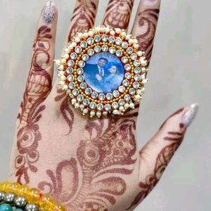 Handmade Kundan With Photo Ring