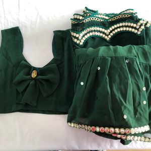 Dark Green Lehenga Choli Set (Women’s)