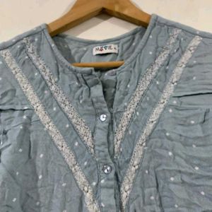 Blue White Printed Designer Shirt